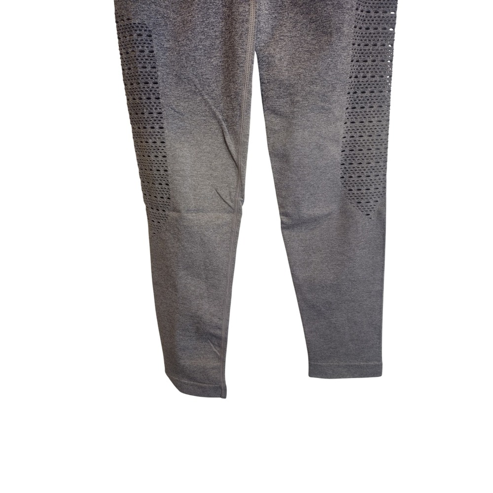 Maxxim Womens High Waist Seamless Ombre Mesh Cutout Leggings Charcoal Gray L - Picture 4 of 12